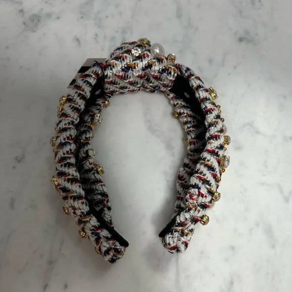 Lele sadoughi Pearl and crystal sweater knotted headband